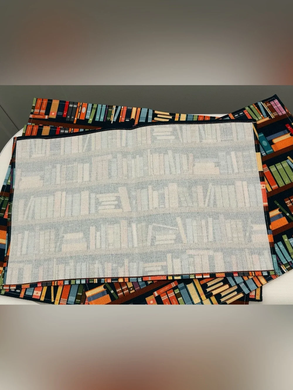 Bookshelf Print Placemats Set of 6 New Library Book Lover Table Decor